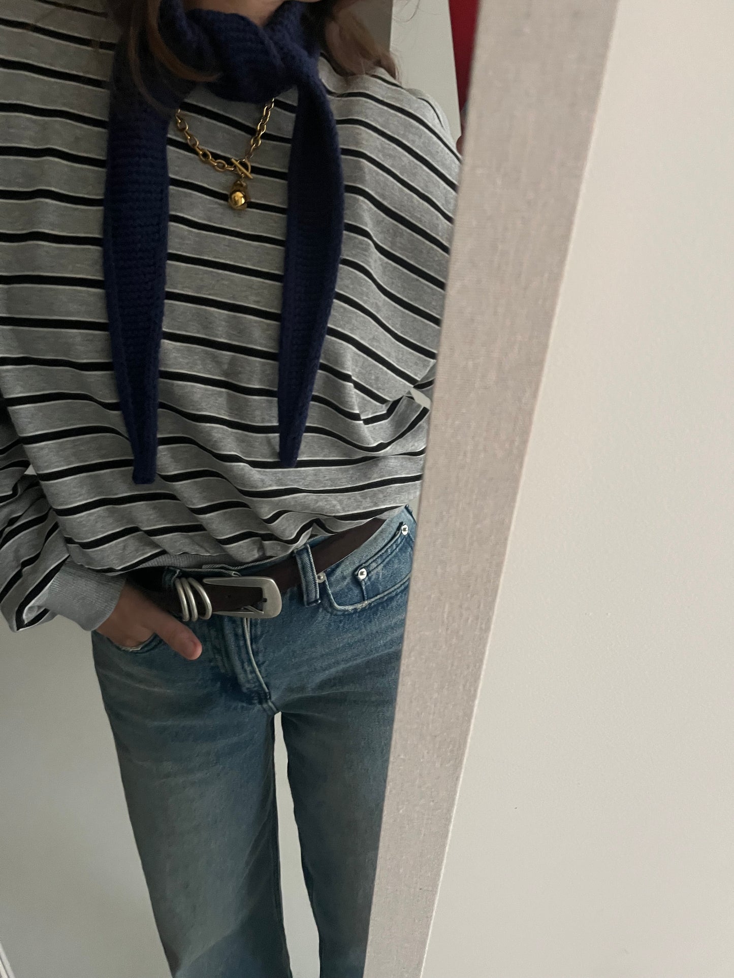 Striped sweatshirt grey