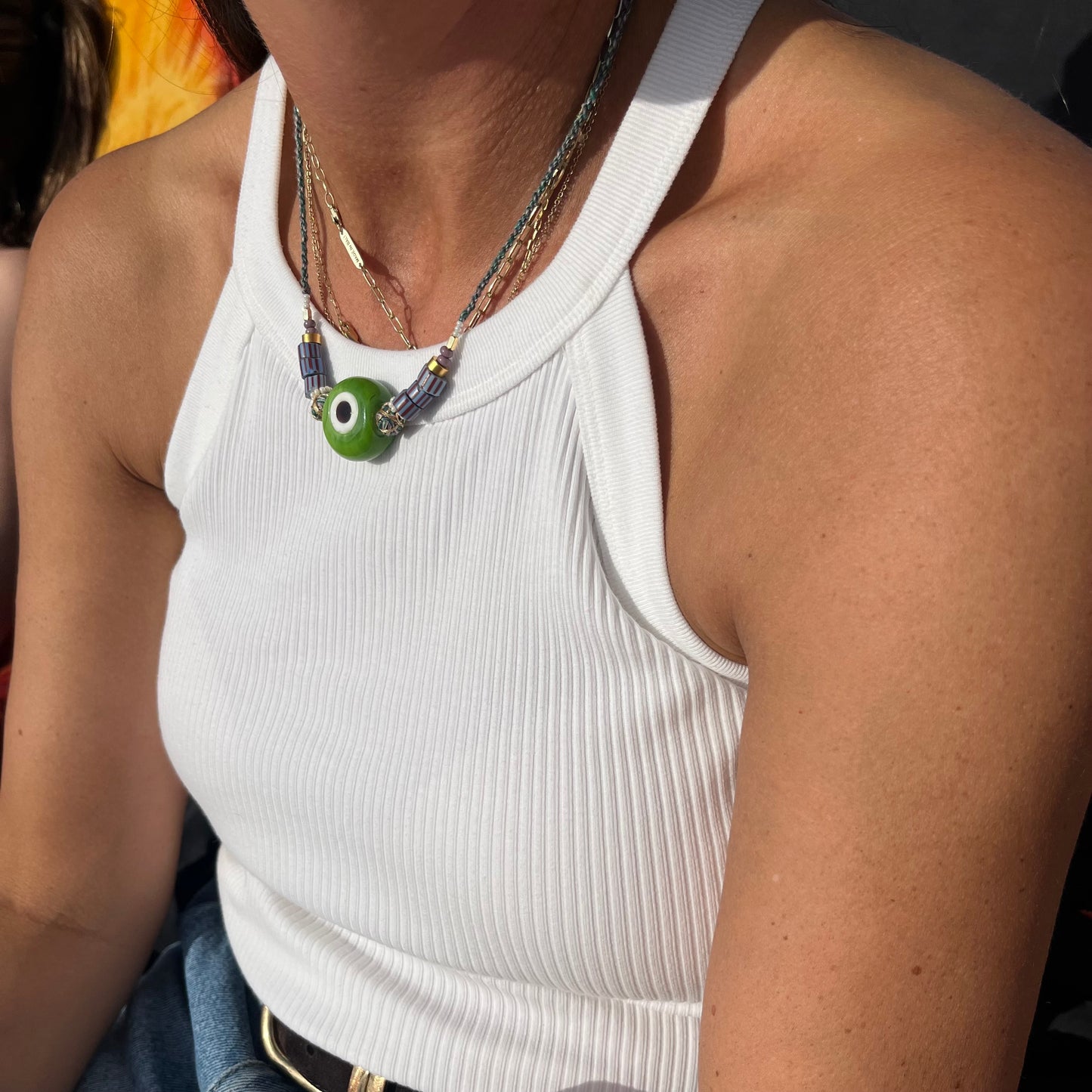 green eye necklace