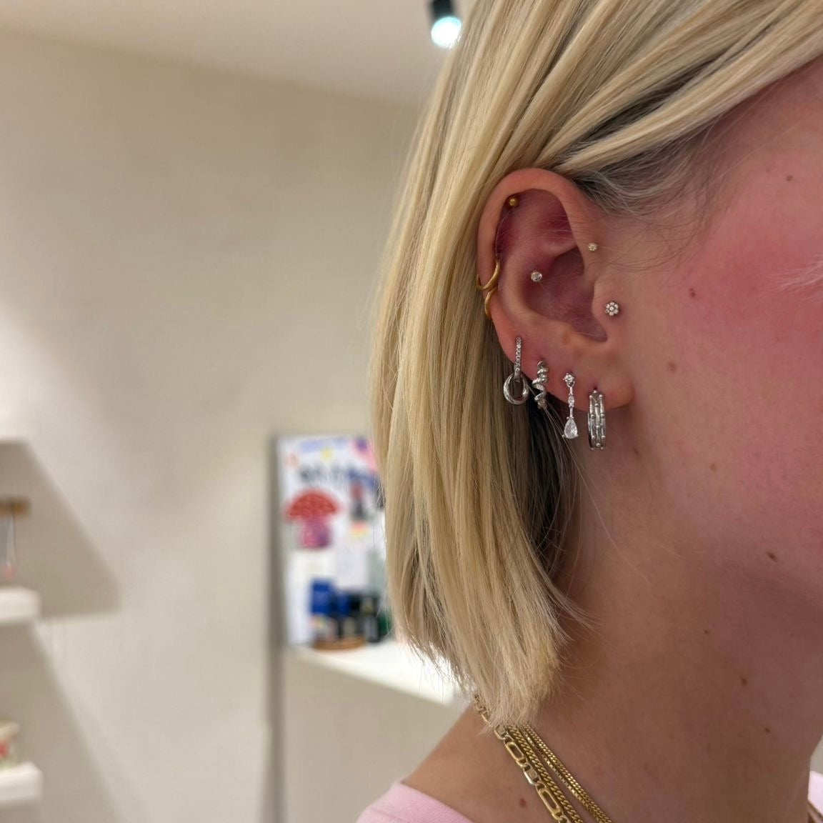 Drop stud silver
