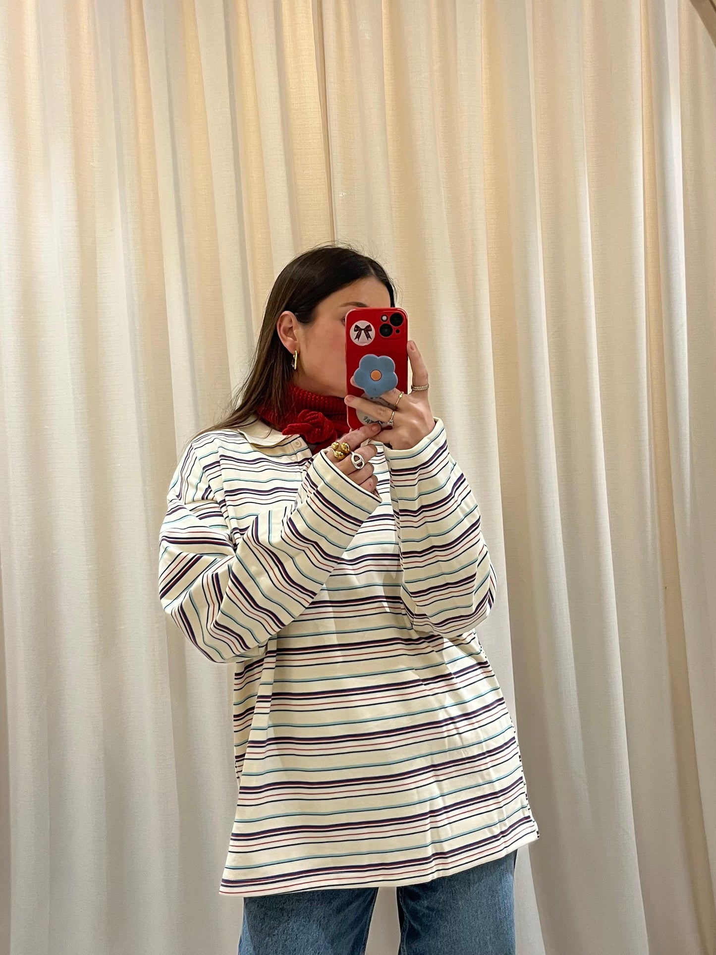 Oversized polo with fleece lining inside