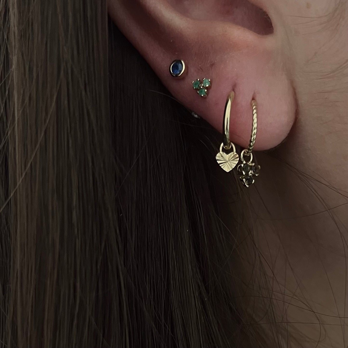 14k gold heart padlock hoop