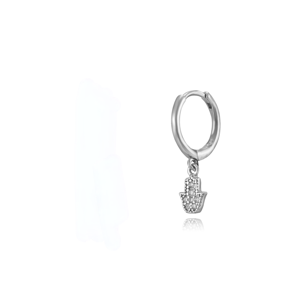 Tiny hamsa hoop silver