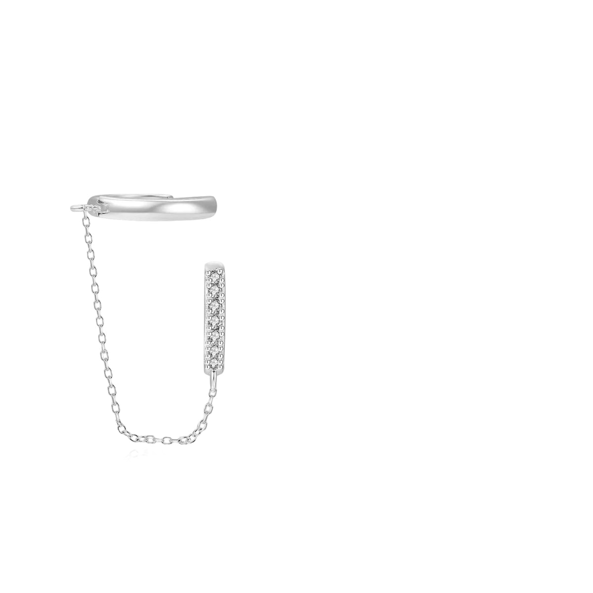 Bar stud with ear cuff silver