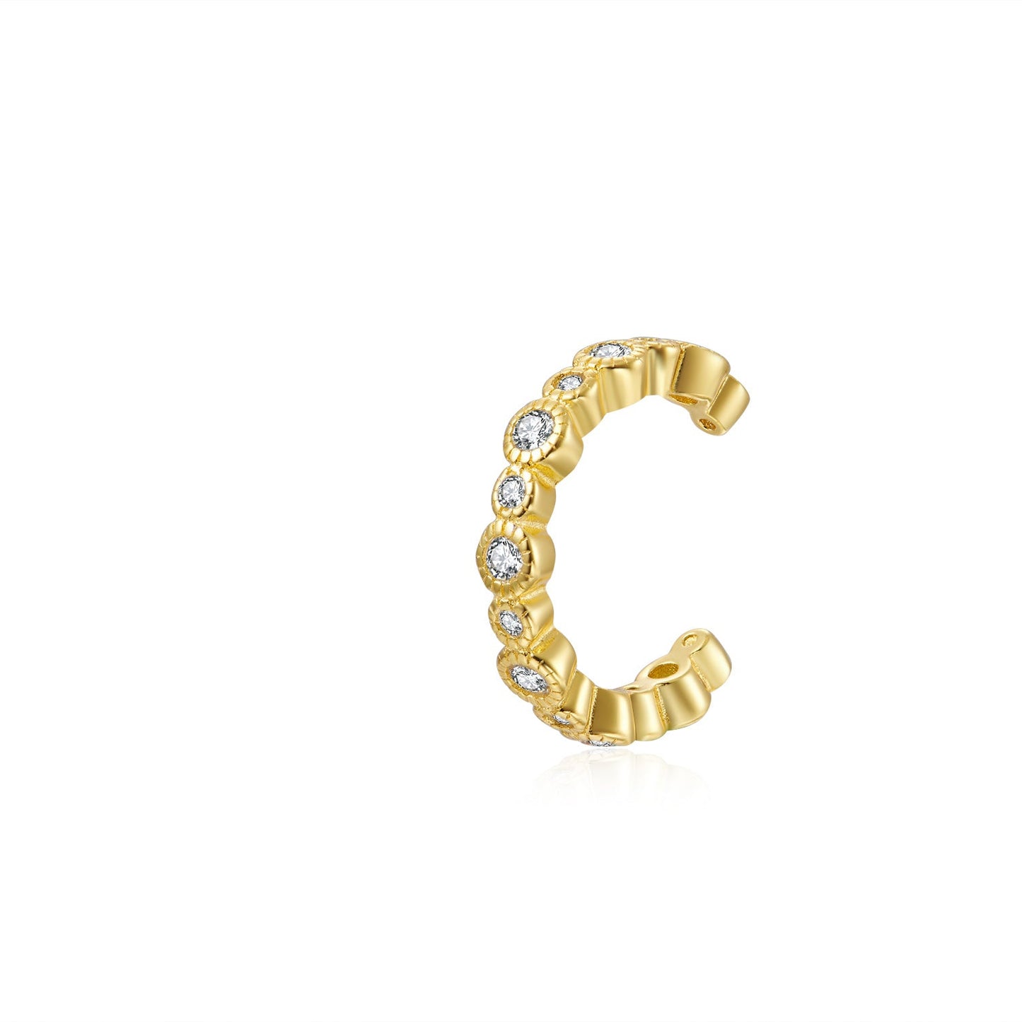Dot zirconia ear cuff gold