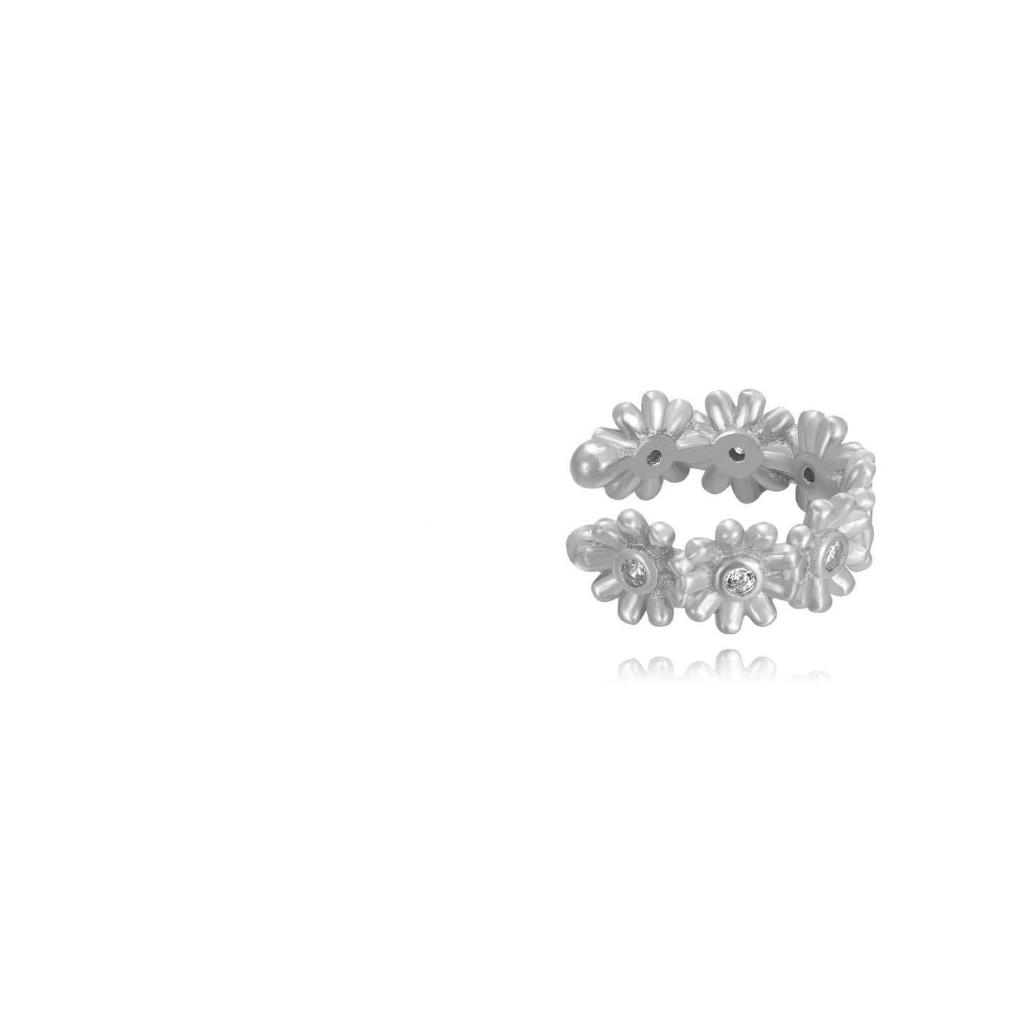 Flower ear cuff silver