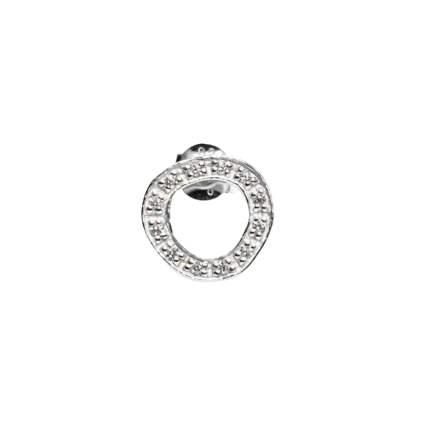 round zirconia stud silver