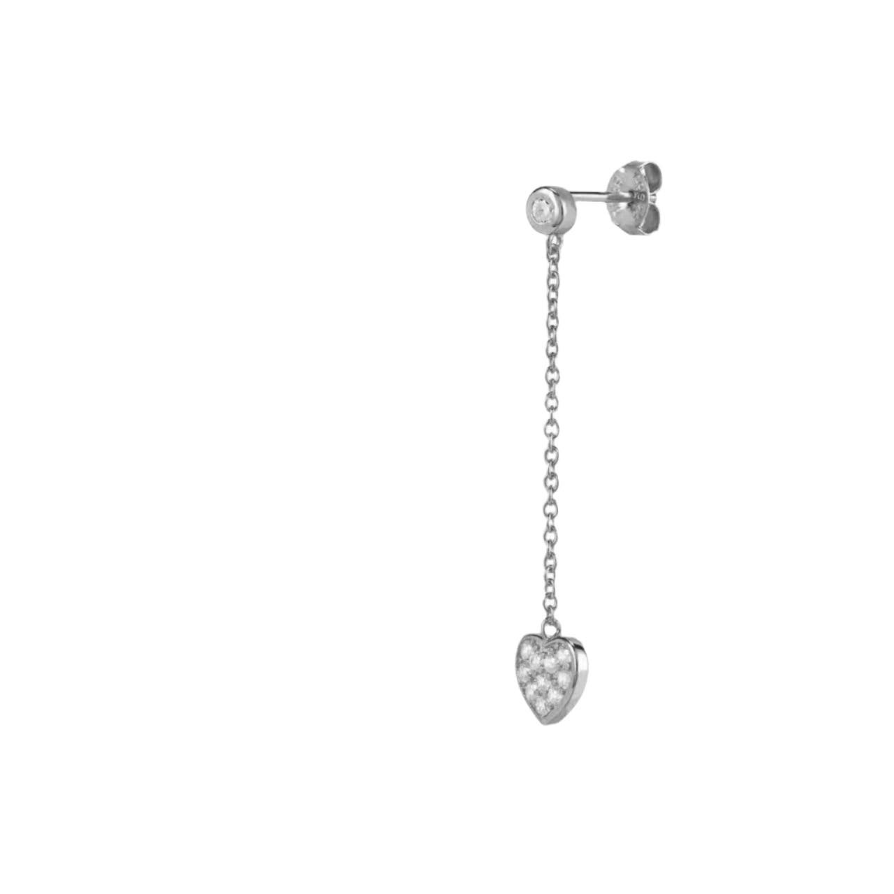 Heart chain earring silver