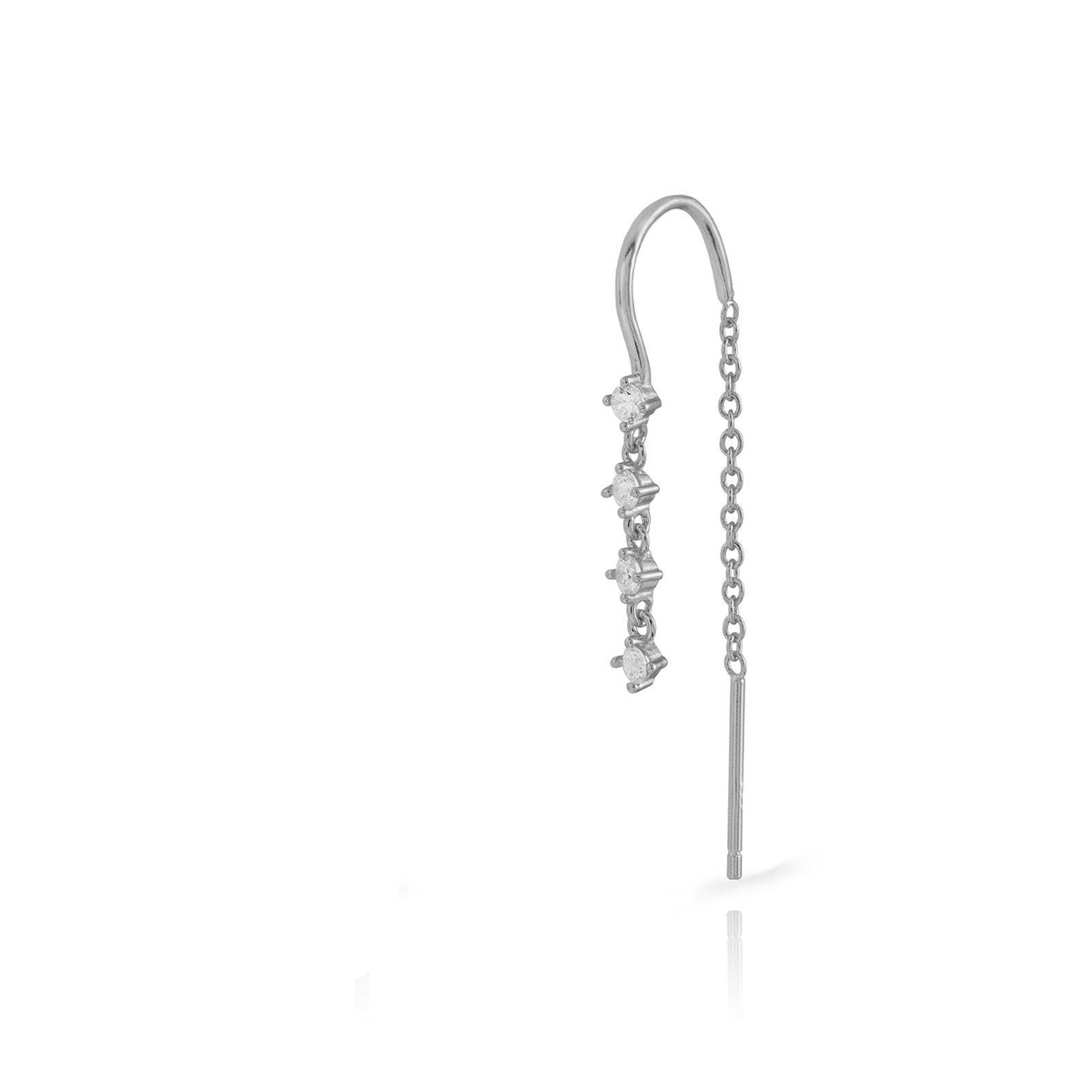 Zirconia chain earring silver