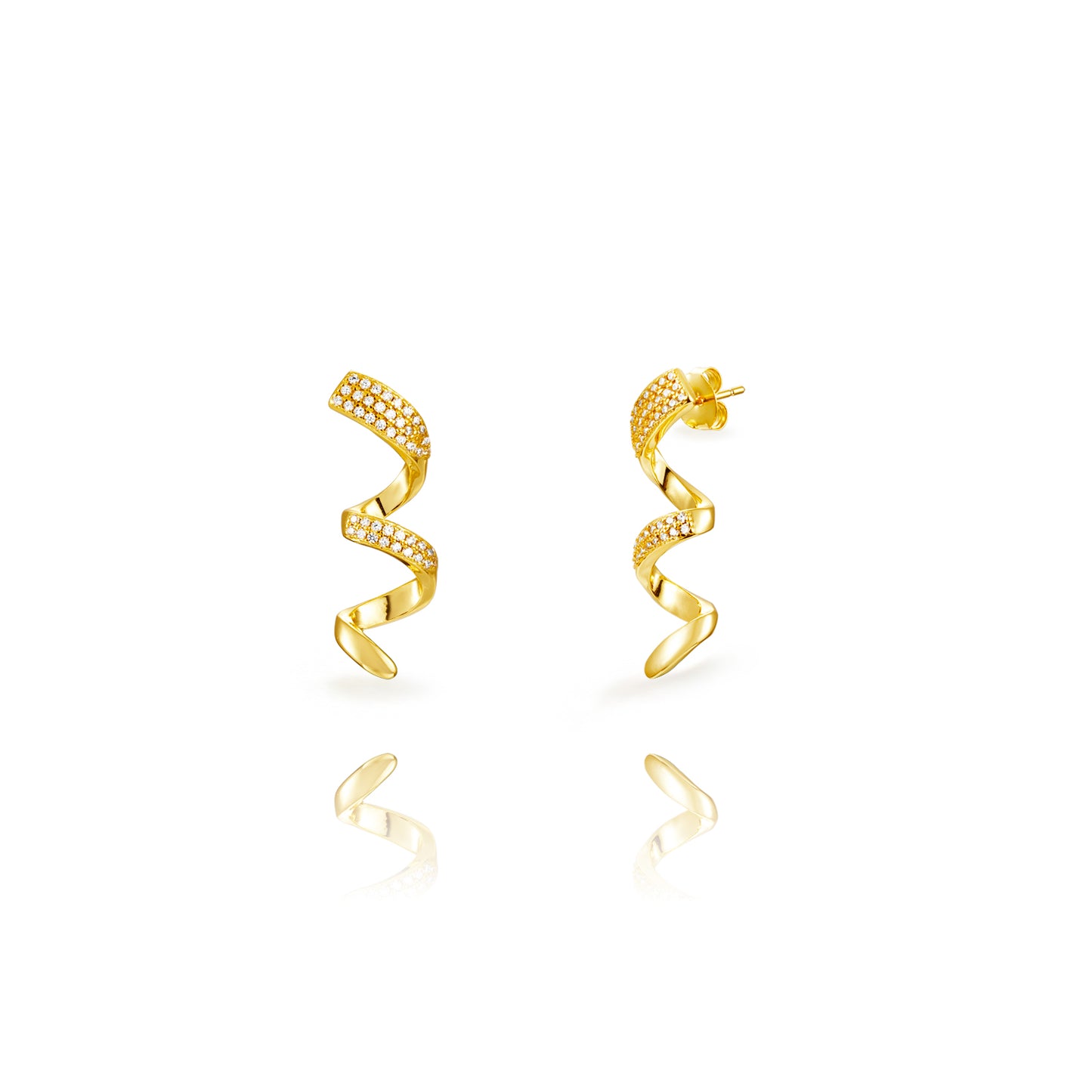 Swirl earrings gold white