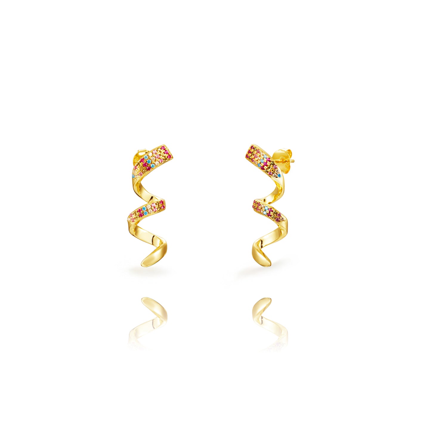 Swirl earrings gold multi