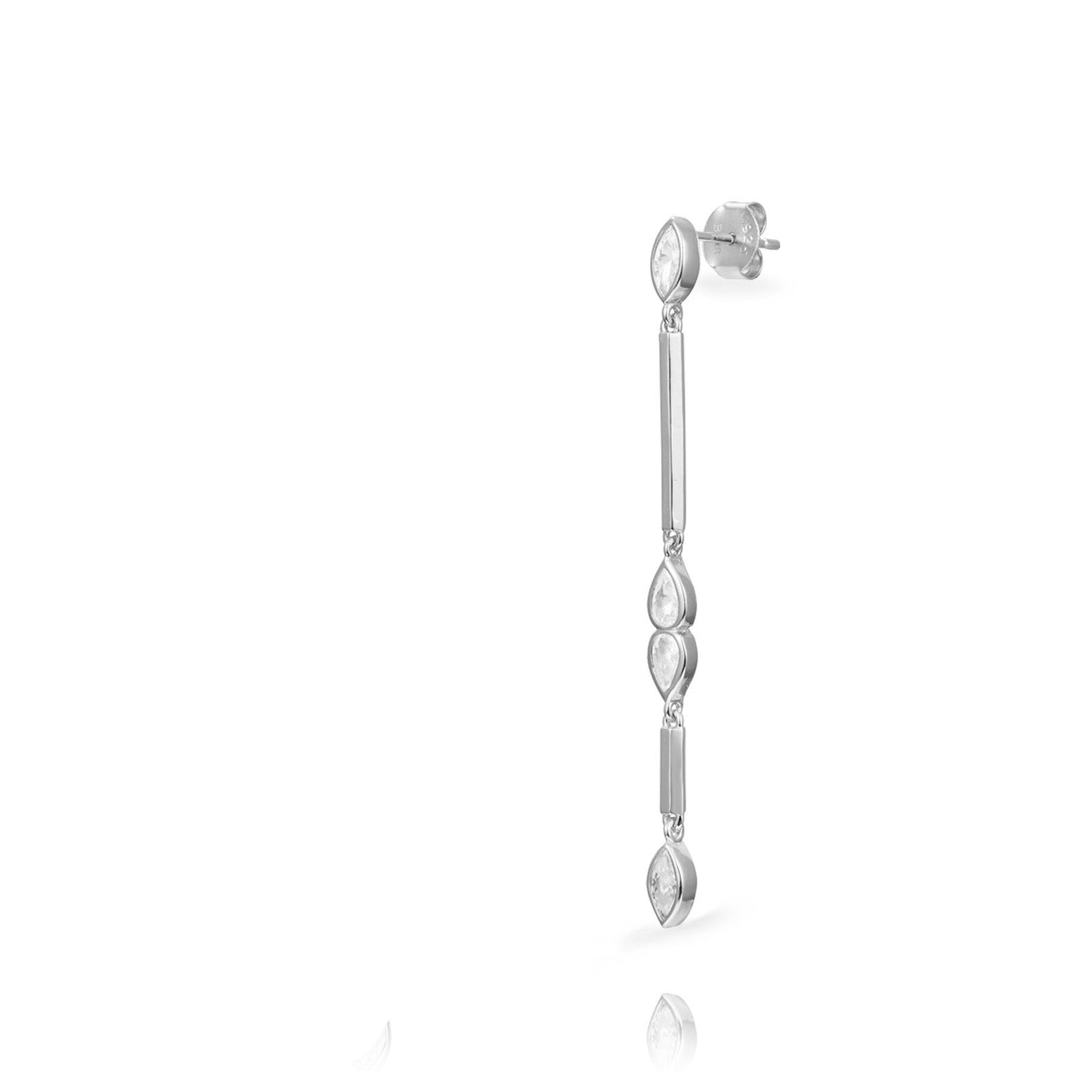Long marquise earring silver