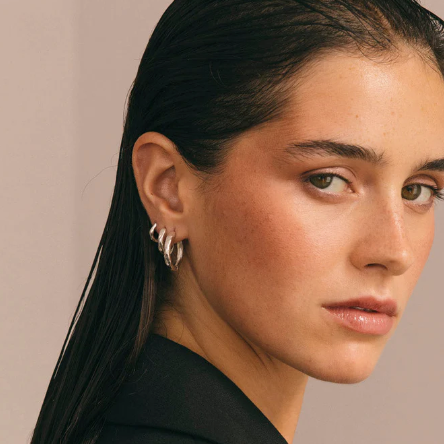 Hammered hoops silver