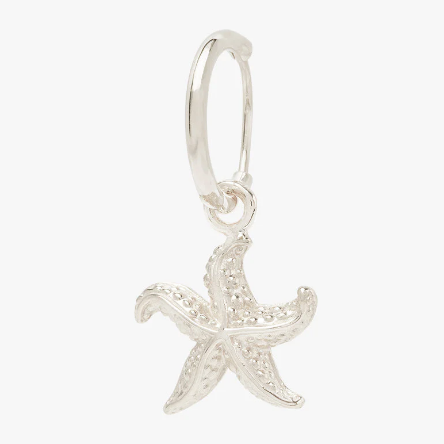 Star fish hoop silver