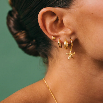 Star fish hoop gold