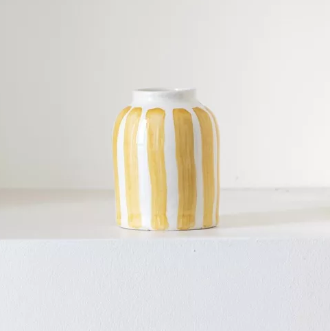 Striped little vase yellow
