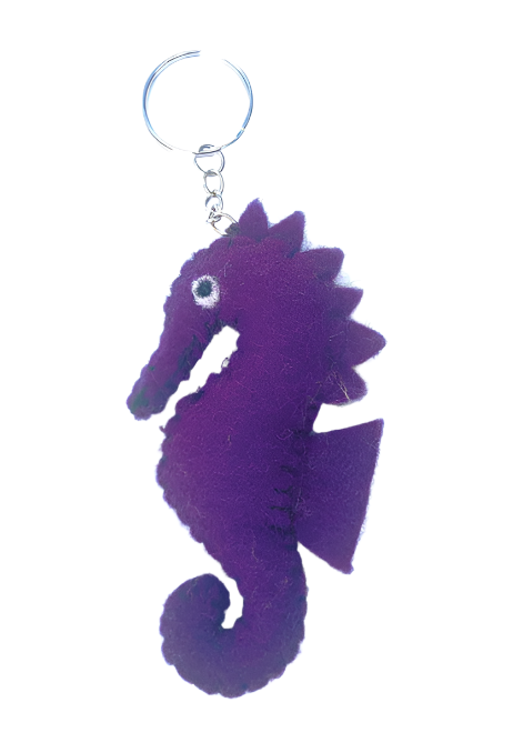 Seahorse purple key chain