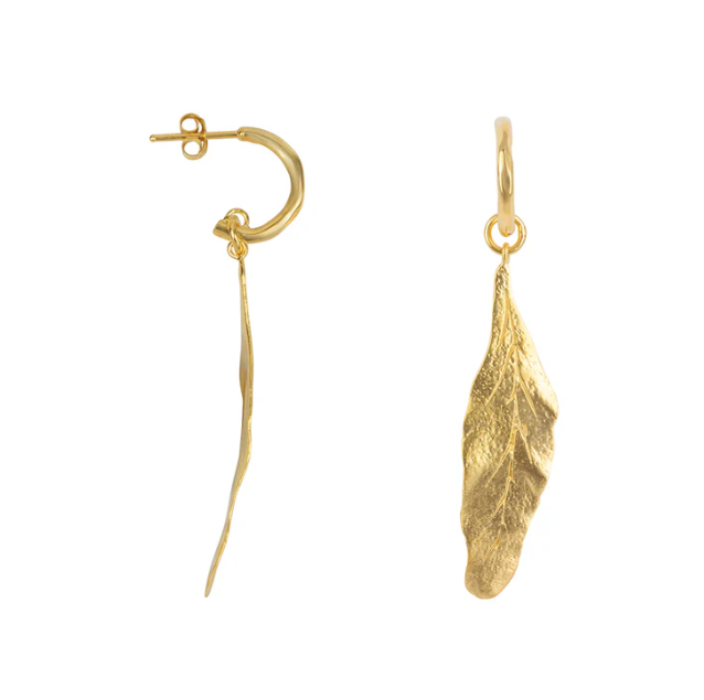 Leaf hoop earrings