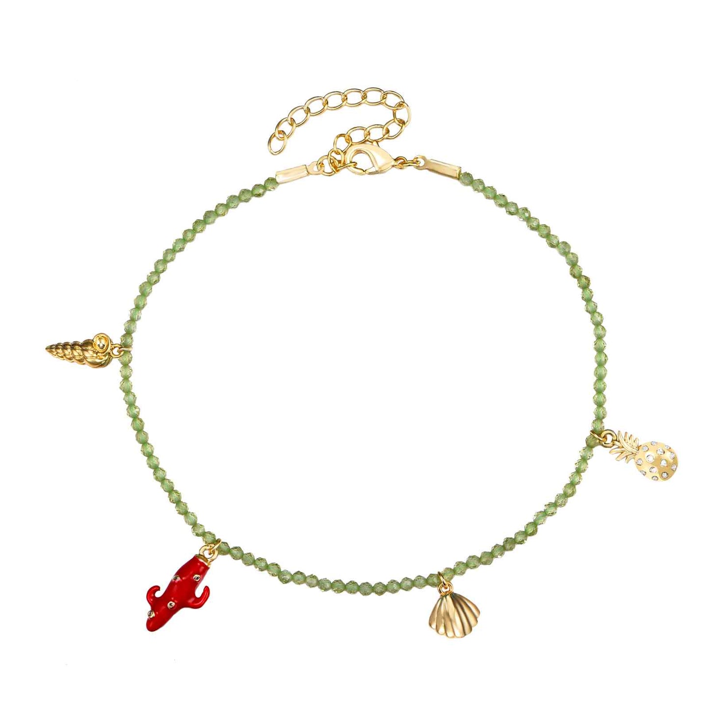 Prehnite charm anklet