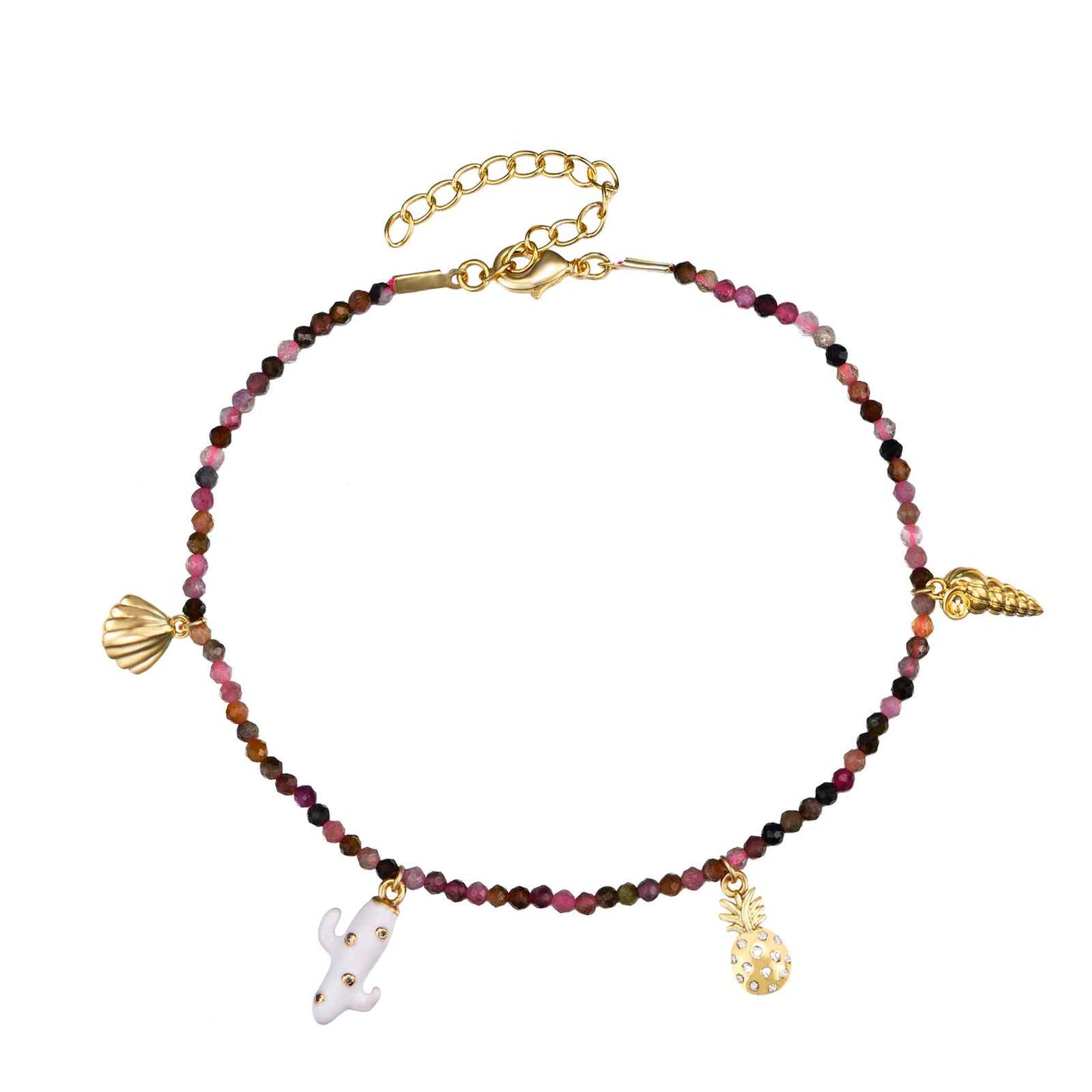 Tourmaline charm anklet