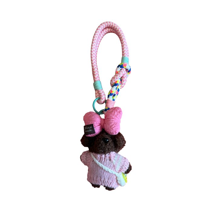 Teddy key chain pink bow