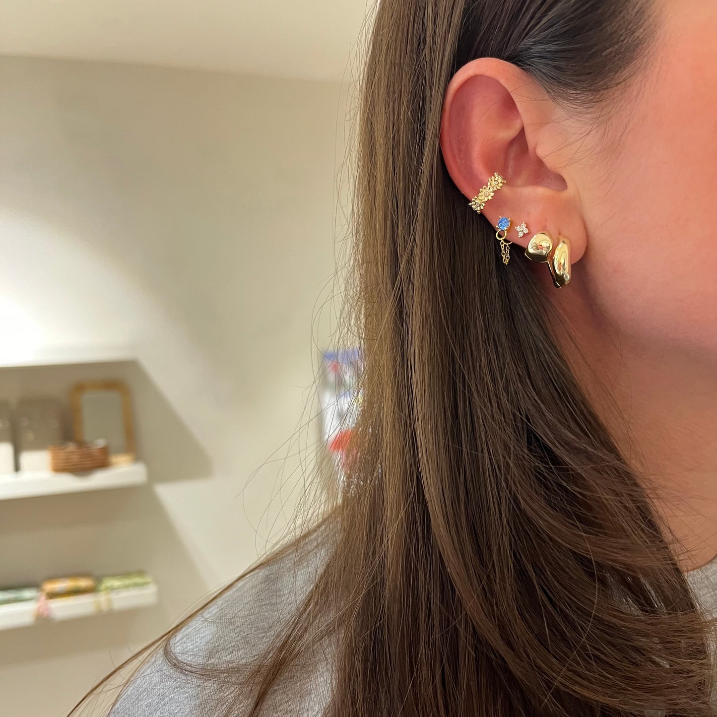 Blue chain earring