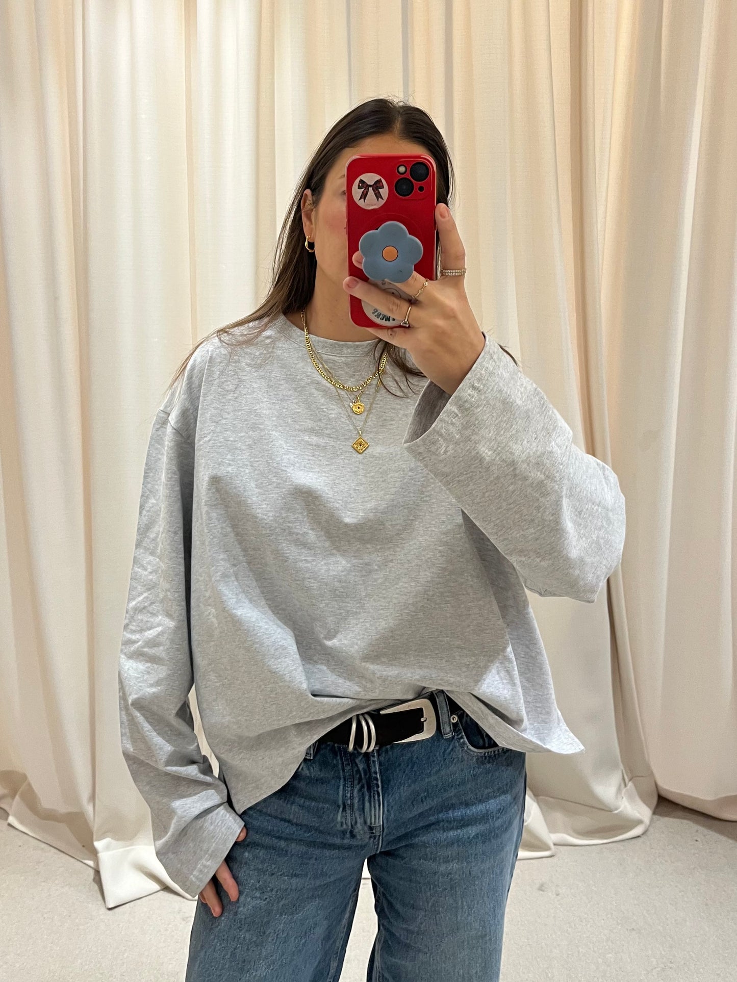 Grey long sleeve t-shirt