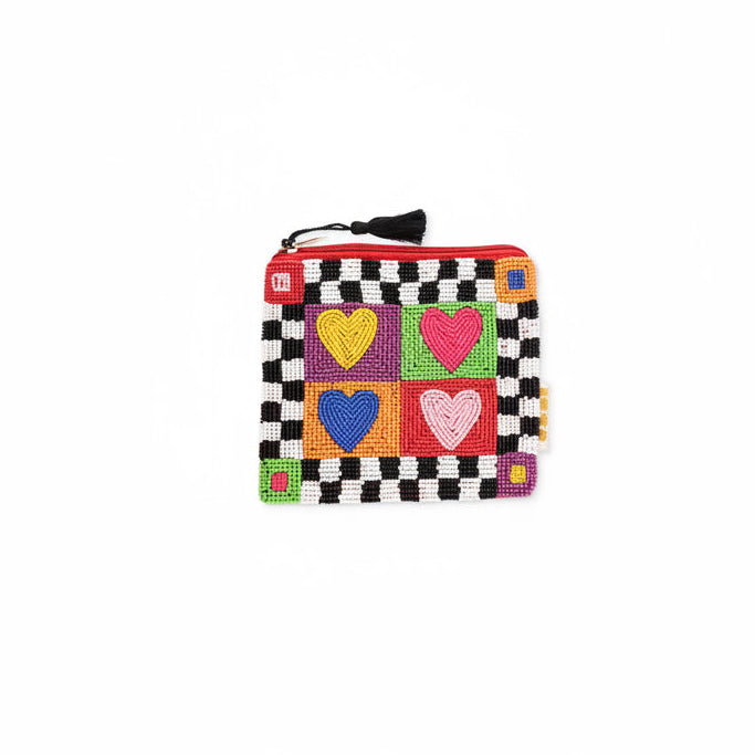 beaded heart pouch