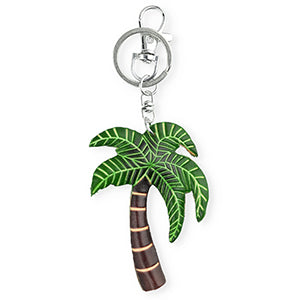 leather palm tree key chain