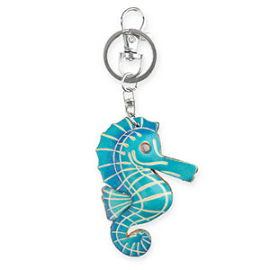 Leather sea horse key chain
