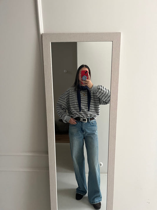 Striped sweatshirt grey