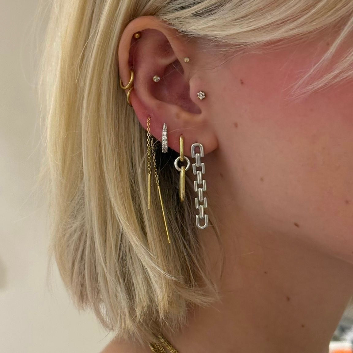 Chunky chain earring silver