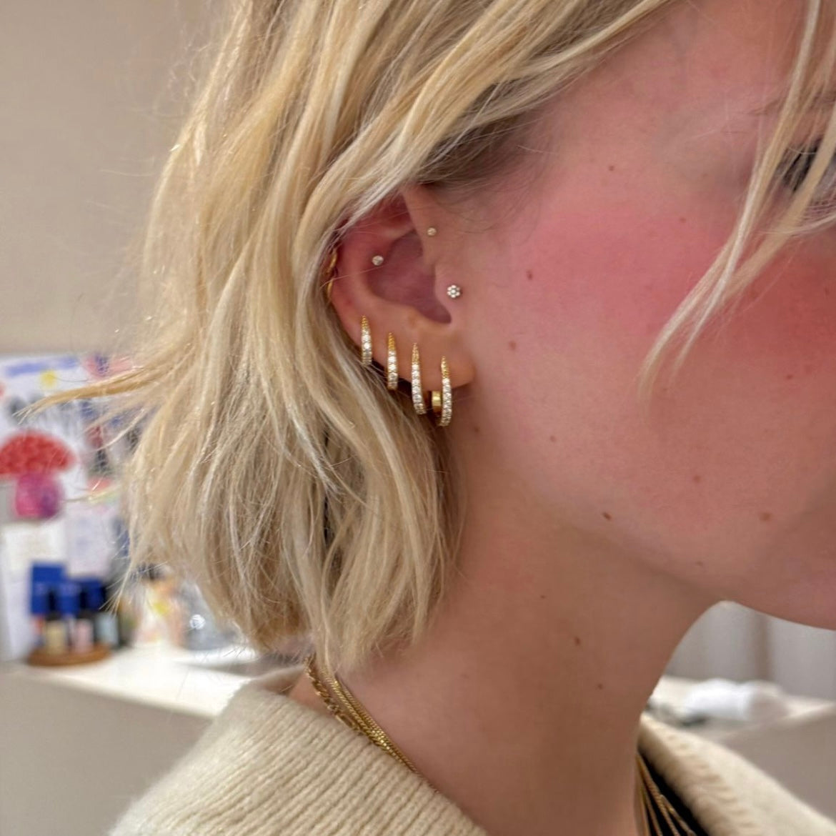 Zirconia oval hoop gold (S)