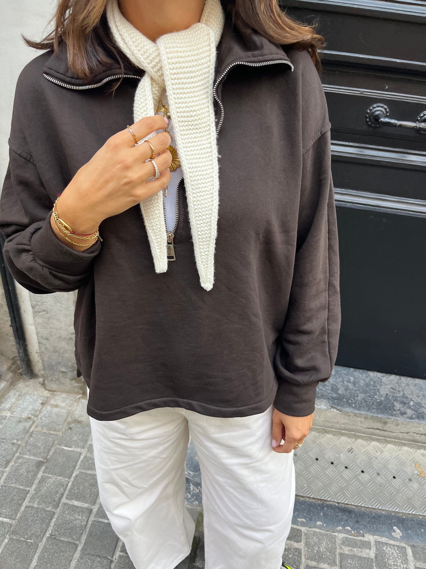 Brown zipper sweater