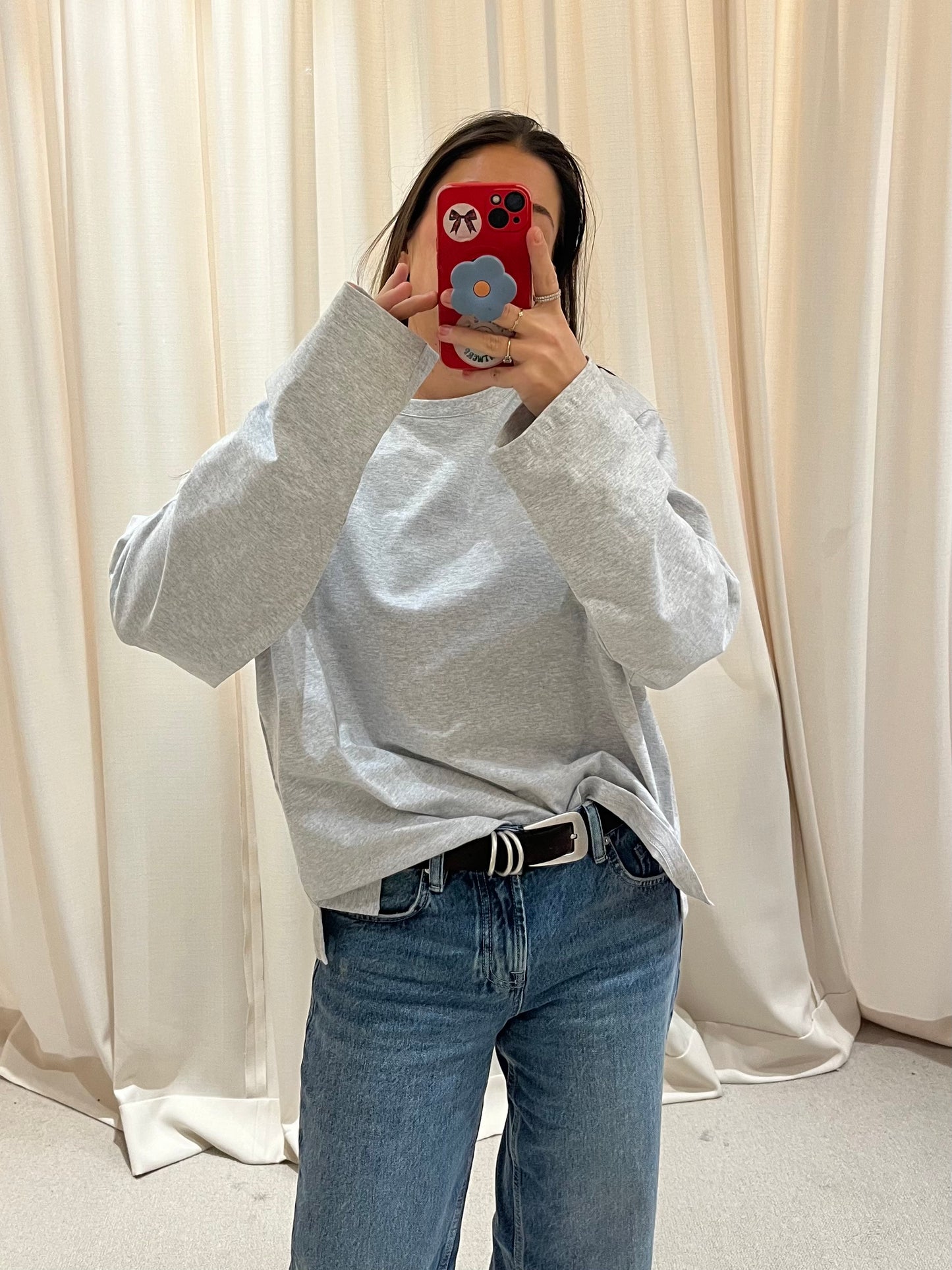 Grey long sleeve t-shirt