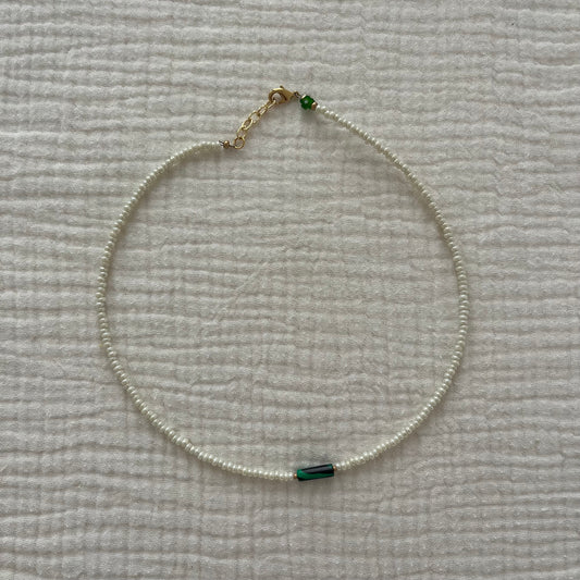 Green bead necklace