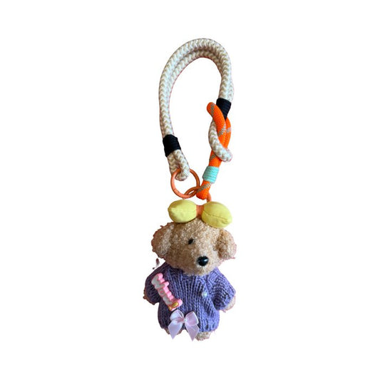 Teddy key chain yellow bow