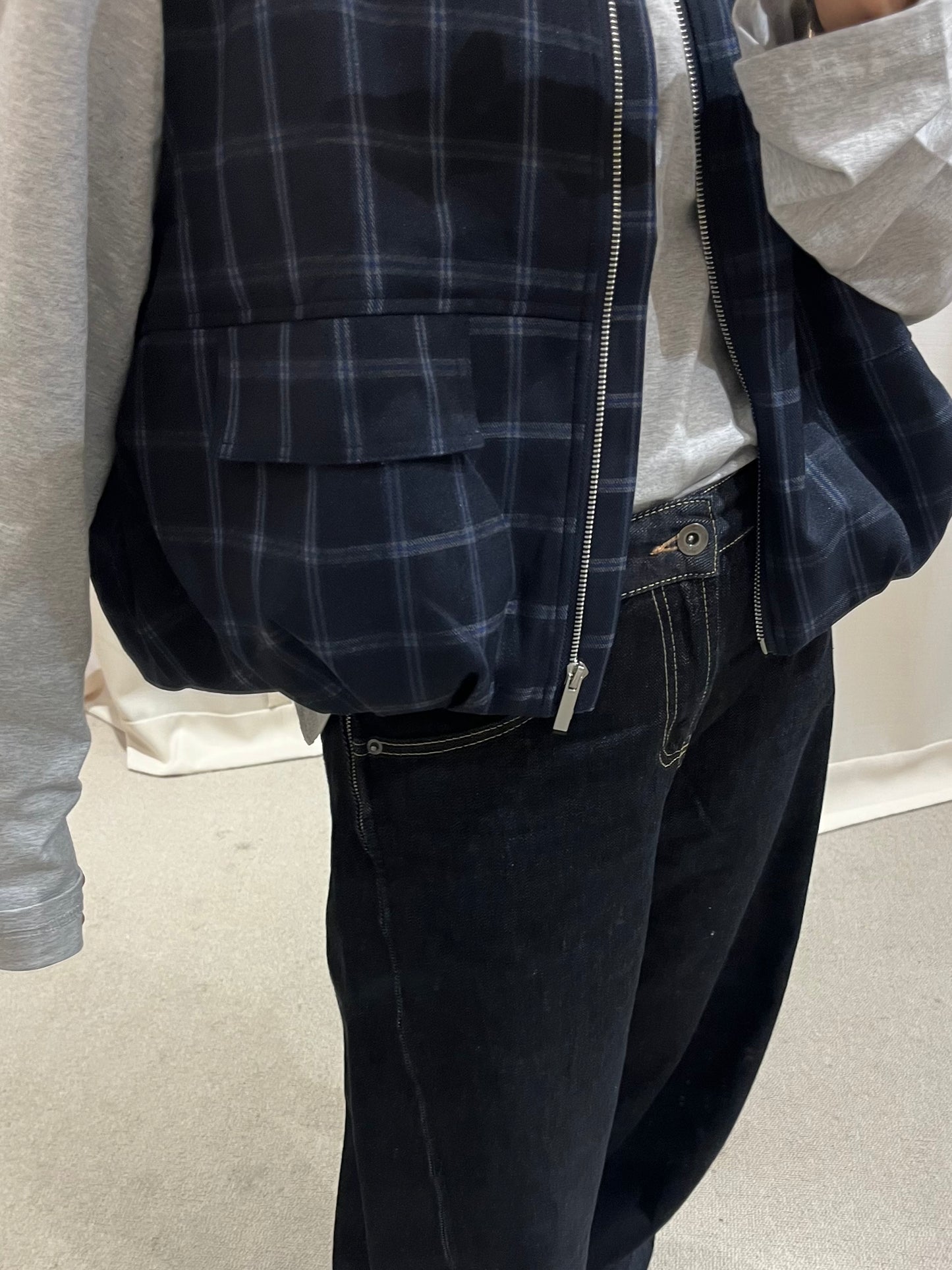 Checked sleeveless vest