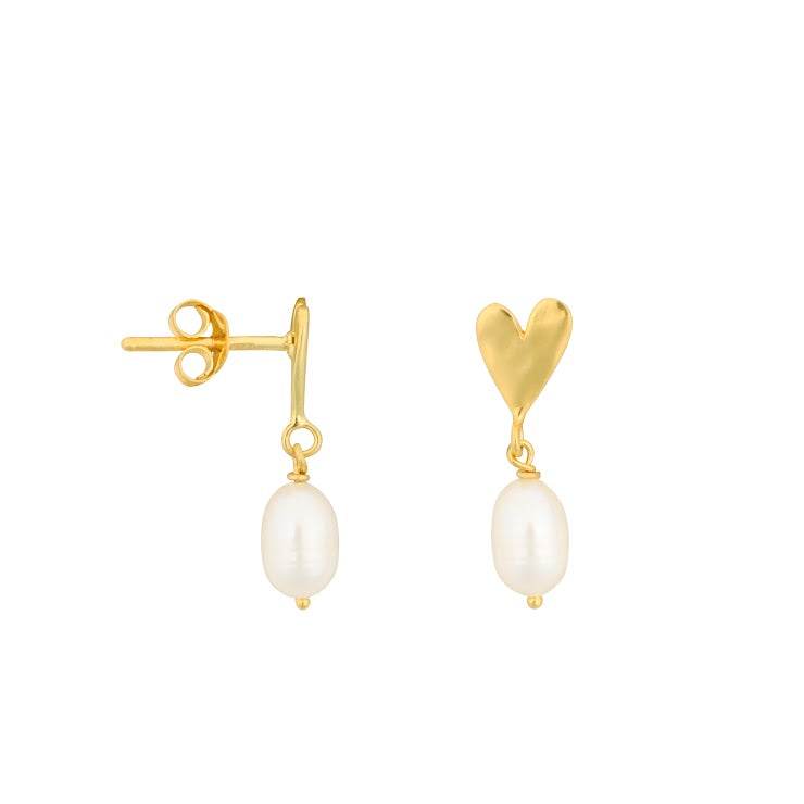 Heart pearl stud
