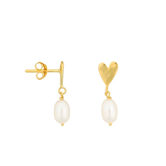 Heart pearl stud