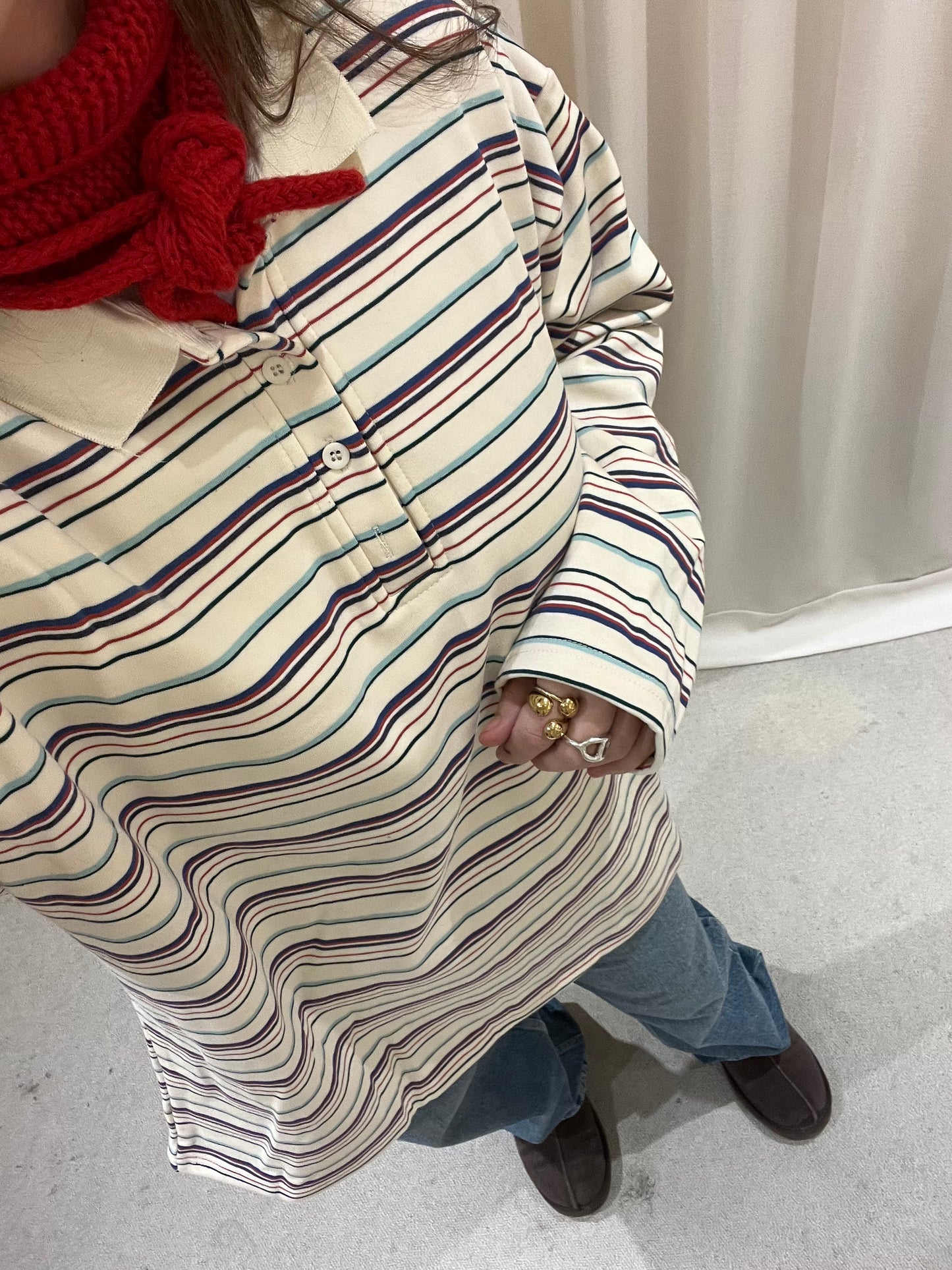 Oversized polo with fleece lining inside