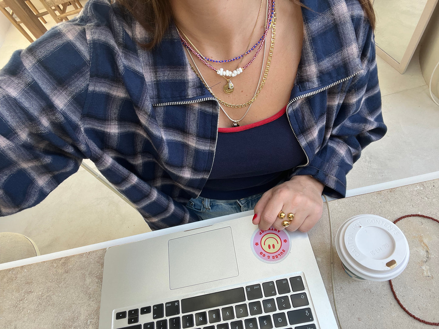 Checked shirt with zipper