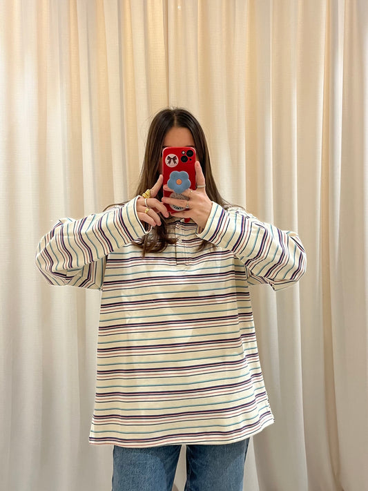 Oversized polo with fleece lining inside