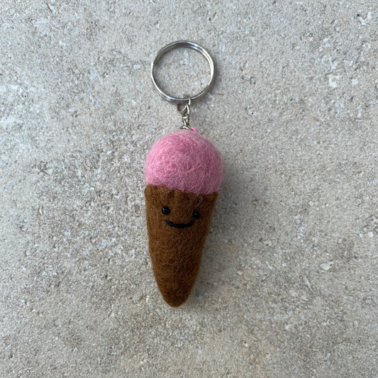 Pink ice cream key chain