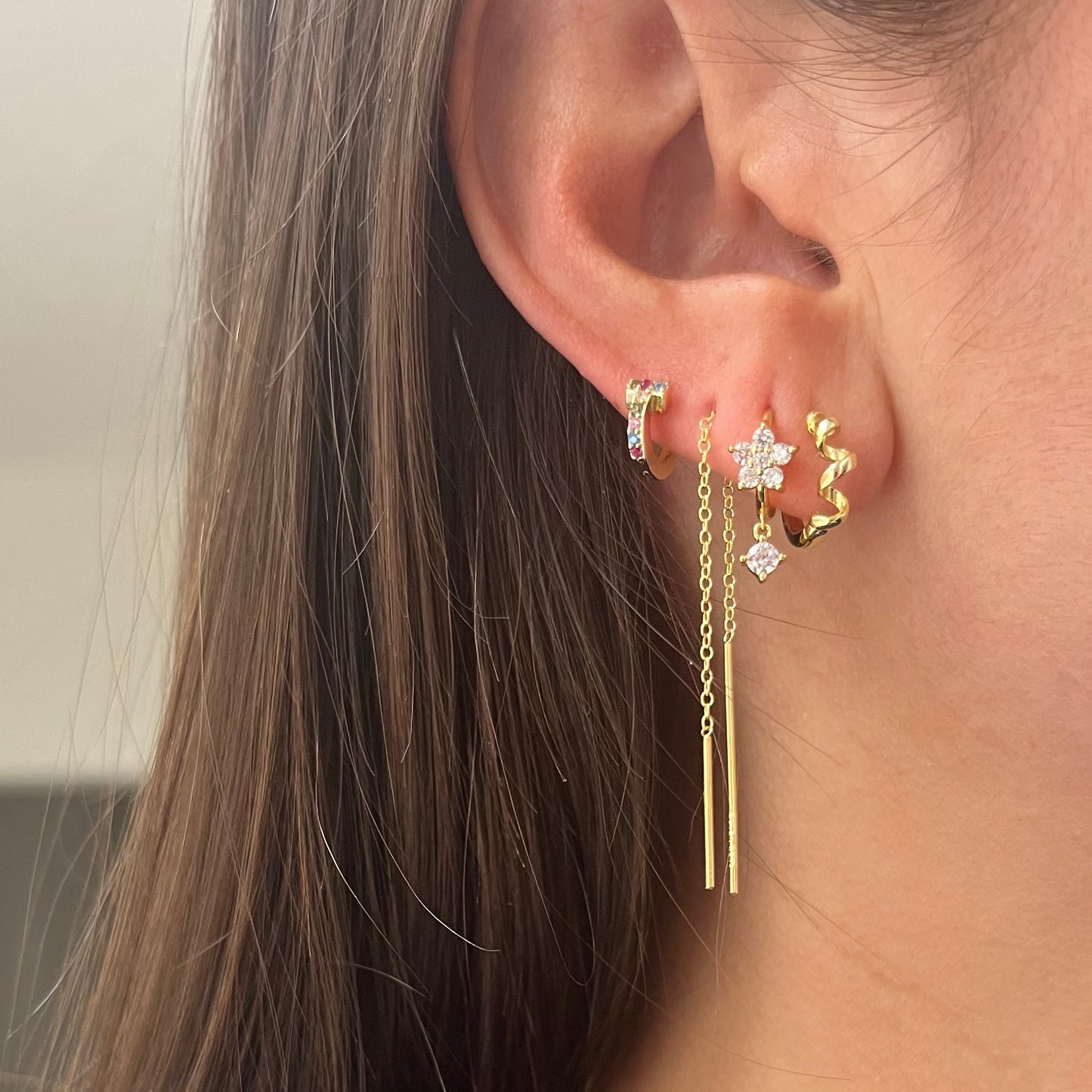 Simple chain earring gold