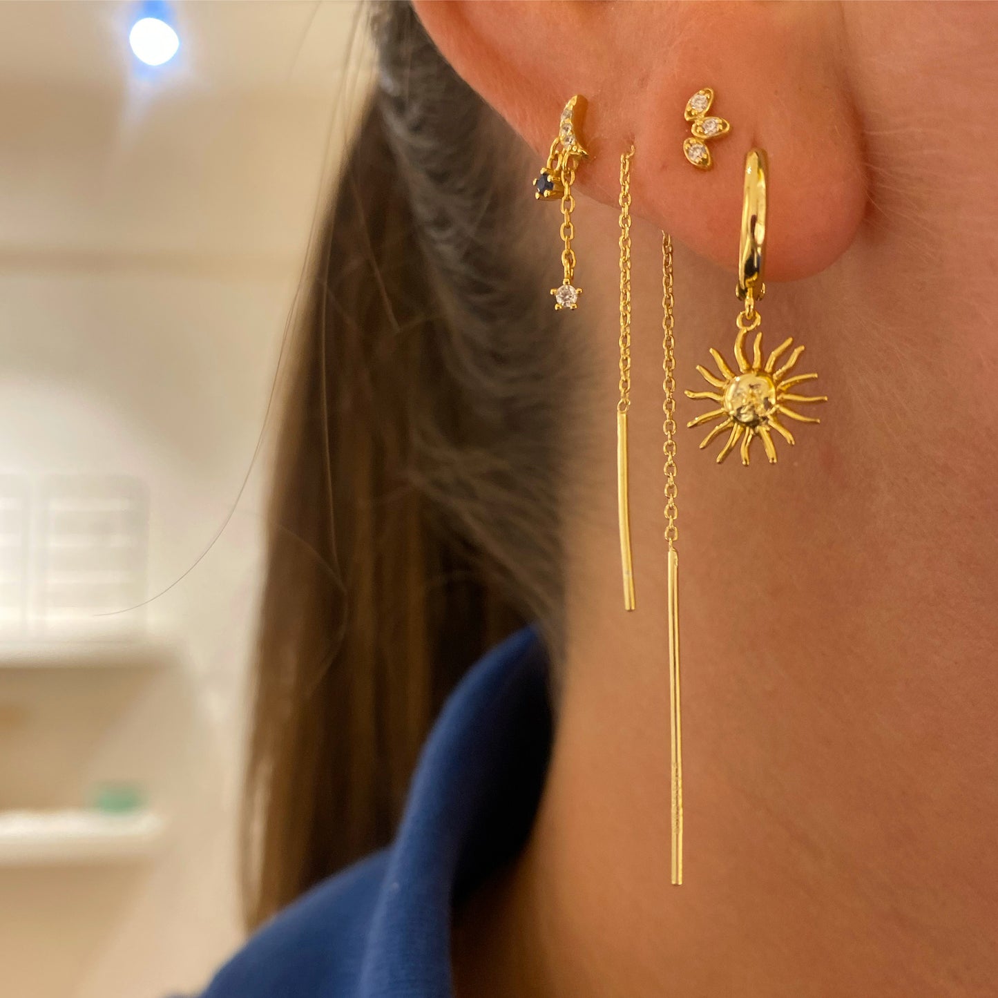 Simple chain earring gold