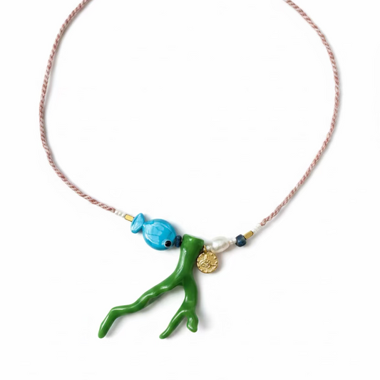green coral necklace