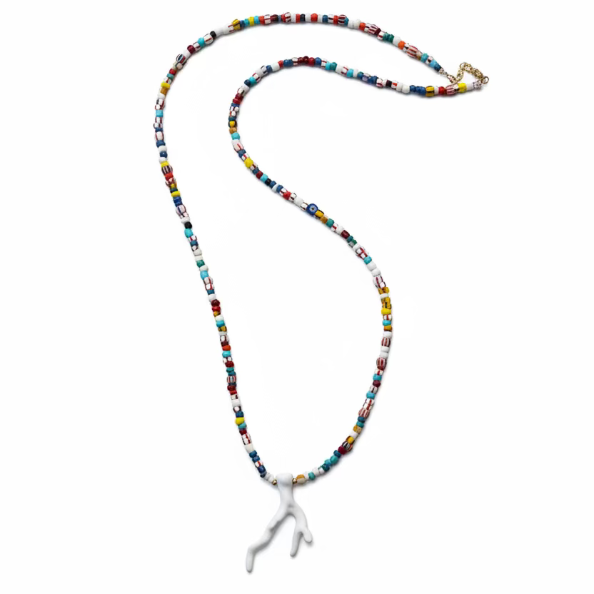Long coral necklace