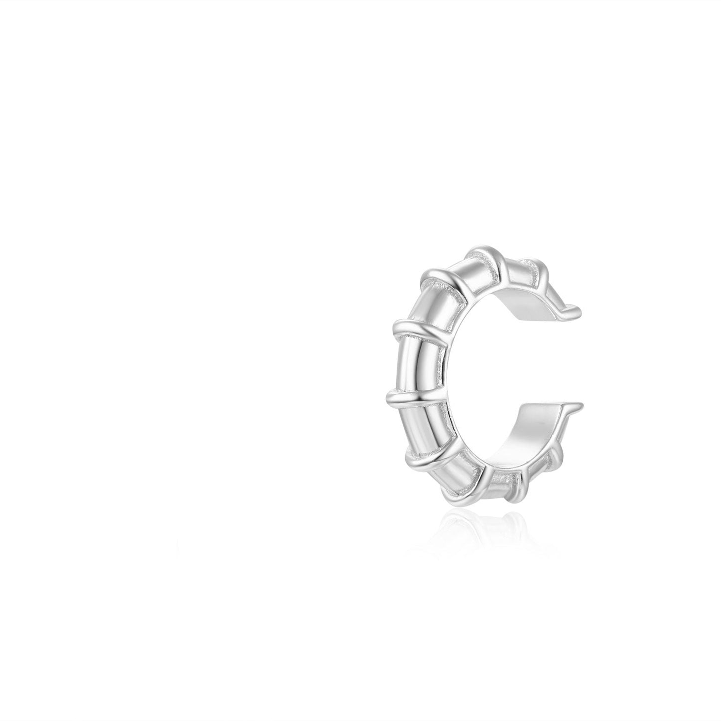 Ribbed ear cuff silver