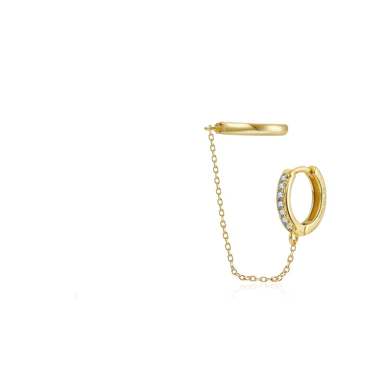 Zirconia hoop with ear cuff gold