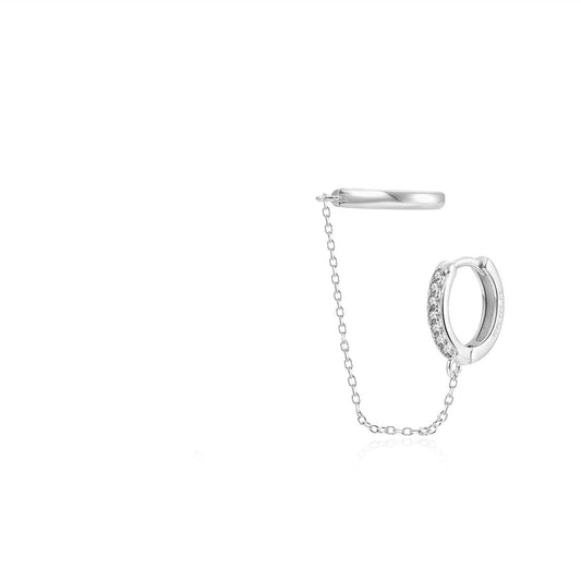 Double chain hoop silver